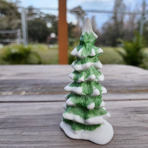 Department 56 Christmas Village Porcelain Christmas Tree Snow Capped Figurine - Picture 2 of 6